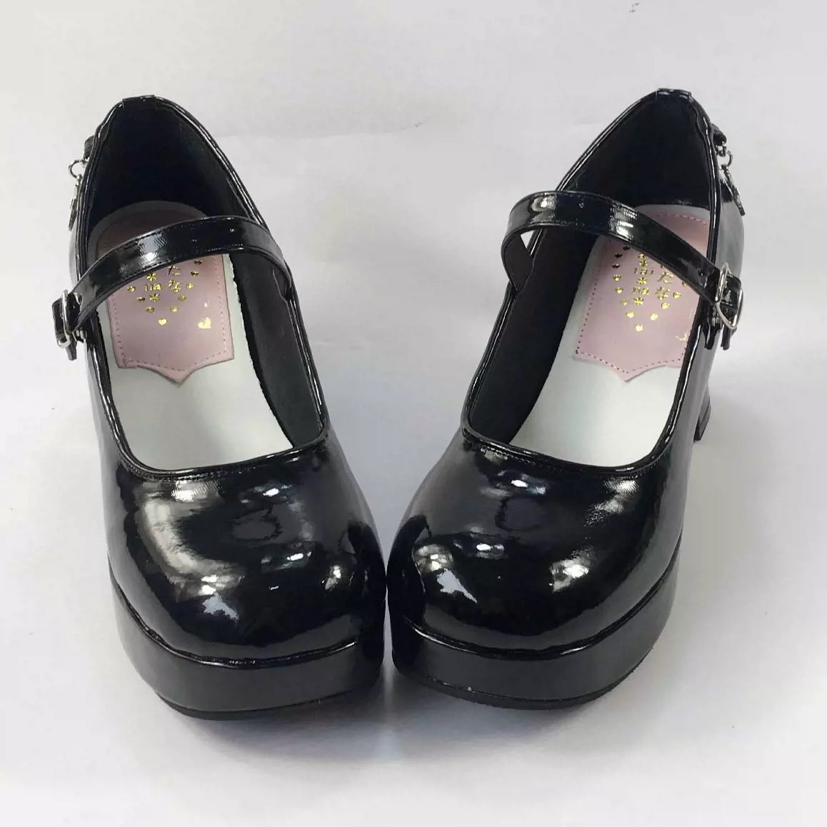 (BFM)Antaina~Punk Lolita Heels Shoes Metal Cross Horseshoe Heel Shoes   