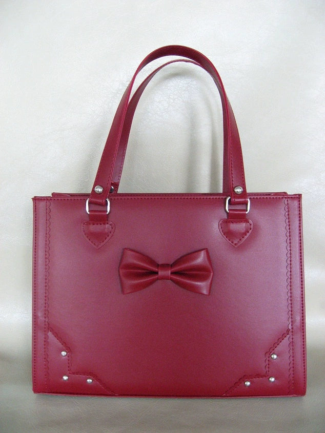 Loris - Solid Lolita Tote Bag With Large Capacity Customized Color Burgundy