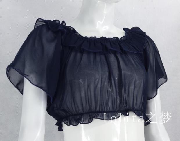 Sweet Angel - Daily Lolita Flutter Sleeve Shirt Multicolors One Size black