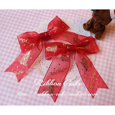 Ribbon Cake~Sweet Lolita Christmas Headdress Multicolors a red Christmas hair clip  