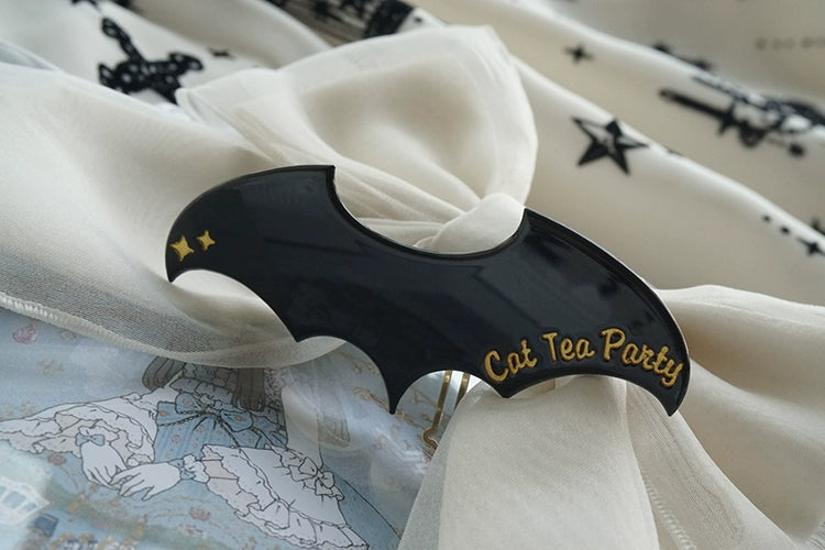 Cat Tea Party - Gothic Lolita Hair Clip Halloween Bat Lolita Hair Accessory Solid black