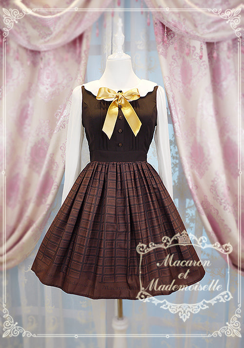 Chess Story~Le chocolat~Elegant Lolita OP Dress Plaid Print Multicolor S chocolate 