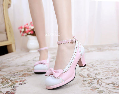Sosic~Shattered Star Steps~Sweet Lolita Cute Students Round Toe High Thick Heel   