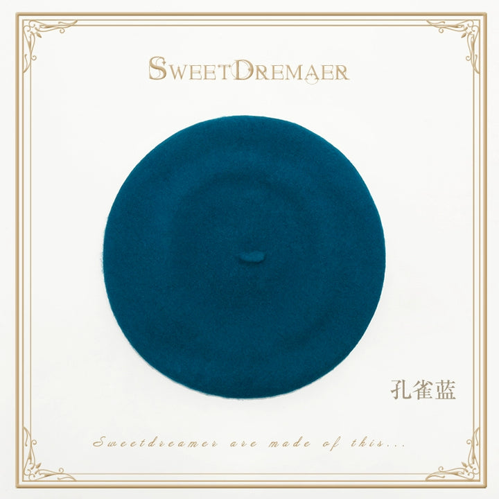 SweetDreamer~Vintage Lolita Hat 可调节 孔雀蓝 