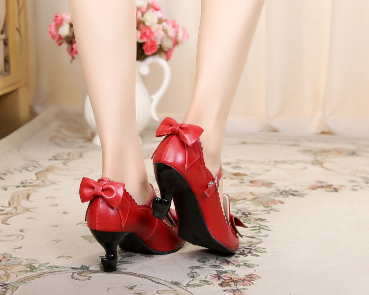 Sosic~High-Heeled Sweet Lolita Leather Shoes   