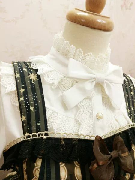 (BFM)Yilia Lolita~Elegant Lolita Shirt Stand Collar Puff Long Sleeve Blouse   