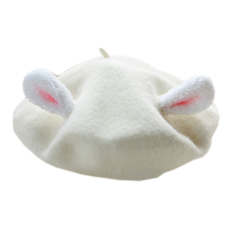 Xiaogui~Retro Lolita Christmas Deer Horn Beret Multicolors M white rabbit ears 