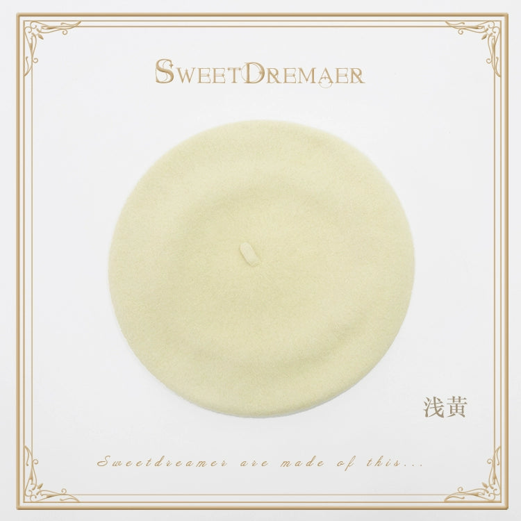 SweetDreamer~Vintage Lolita Hat 可调节 浅黄 