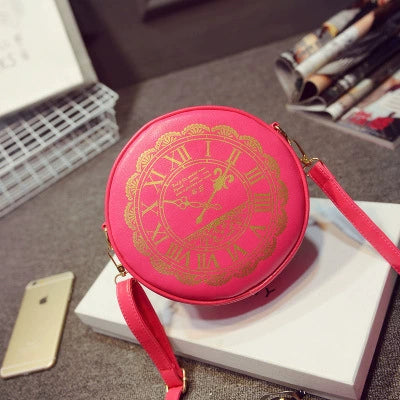 Kira - Alice Clock - Kawaii Lolita Shoulder Bag Round Lolita Crossbody Bag Rose Red