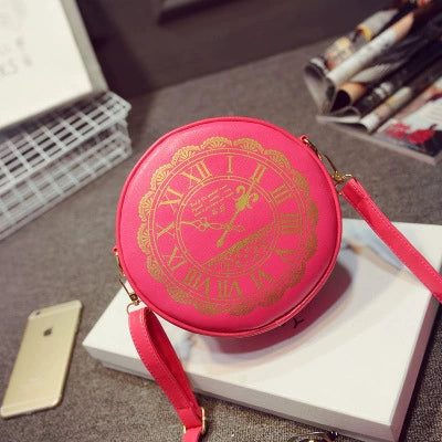 (BFM)Kira~Alice Clock~Kawaii Lolita Shoulder Bag Round Lolita Crossbody Bag Rose Red  