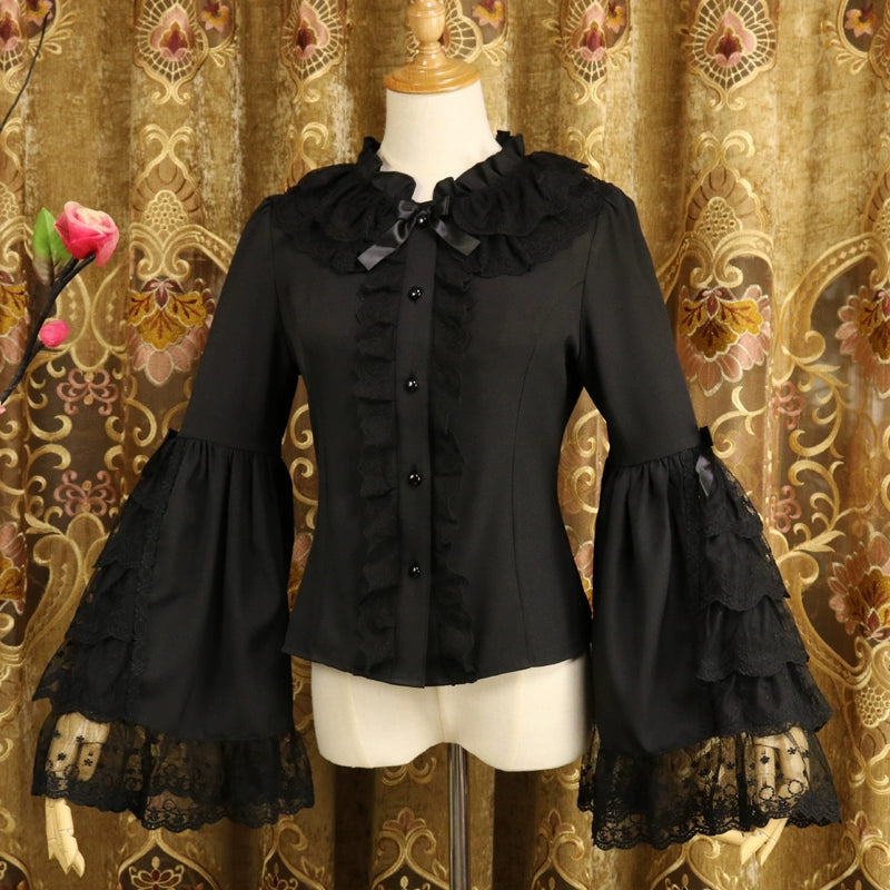 Princess Tailor Lolita - Fairy - Sweet Lolita Blouse Elegant Princess Sleeves Shirt S Black