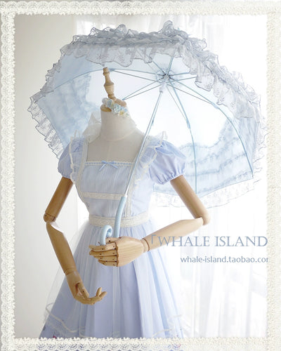 (BFM)Whale Island~Laraine~Gorgeous Lolita Parasol Lace Umbrella Lolita Long Umbrella   