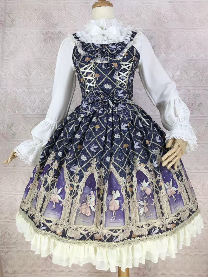 Yilia Lolita - Elegant Lolita Shirt Stand Collar Long Puff Sleeve Blouse
