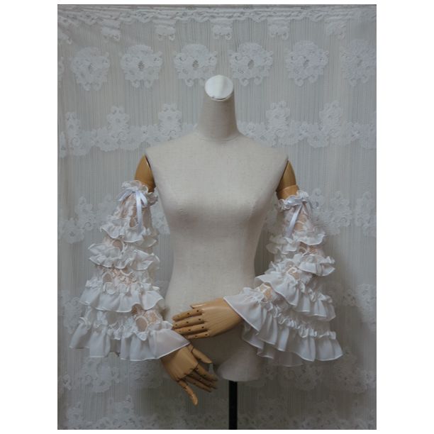 Yami - Elegant Lolita Hime Sleeves Ruffled Chiffon Sleeves White