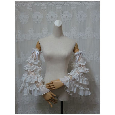 (BFM)Yami~Elegant Lolita Hime Sleeves Ruffled Chiffon Sleeves White  