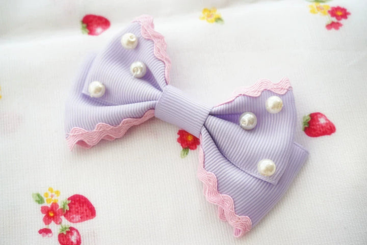 Cat Tea Party~Sweet Lolita Pearl Hair Clip Ice Cream Color Side Clip Purple  