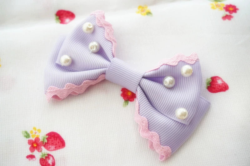 Cat Tea Party - Sweet Lolita Pearl Hair Clip Ice Cream Color Side Clip Purple
