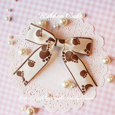 Ribbon Cake~Kawaii Lolita Chocolate Dog Paw Print Hair Clip a hair clip  