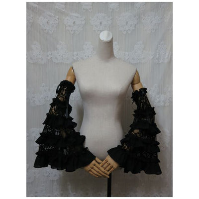 (BFM)Yami~Elegant Lolita Hime Sleeves Ruffled Chiffon Sleeves Black  