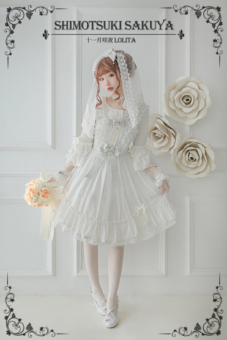 Whisper Of Stars - Vintage Lolita Shirt Long Sleeve Blouse