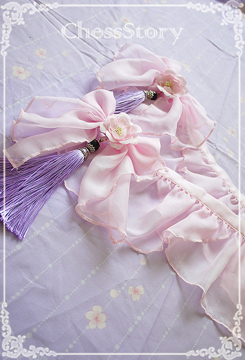 Chess Story - Peach Blossom and Snow - Elegant Lolita Short Yarn Covering pink S
