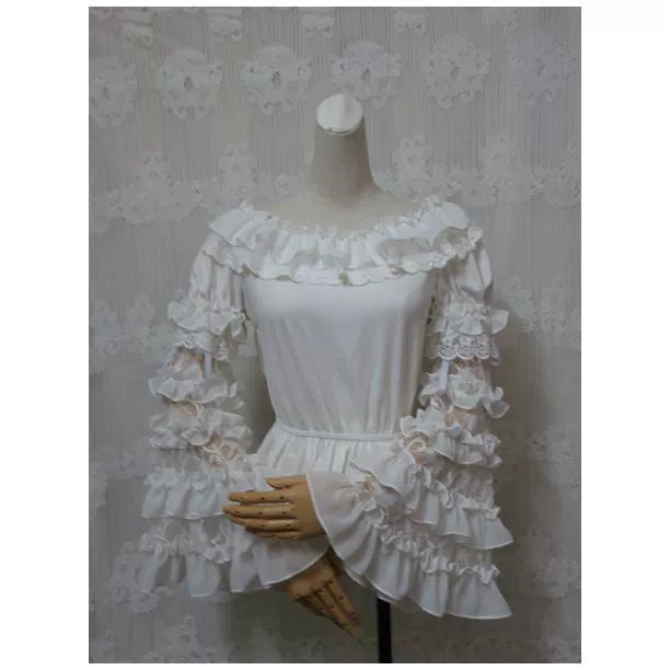 Yami - Elegant Lolita Hime Sleeves Ruffled Chiffon Sleeves