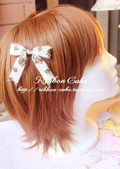 Ribbon Cake~Kawaii Lolita Chocolate Dog Paw Print Hair Clip   