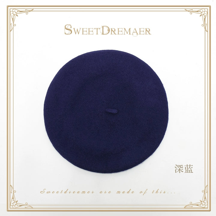 SweetDreamer~Vintage Lolita Hat 可调节 深蓝 