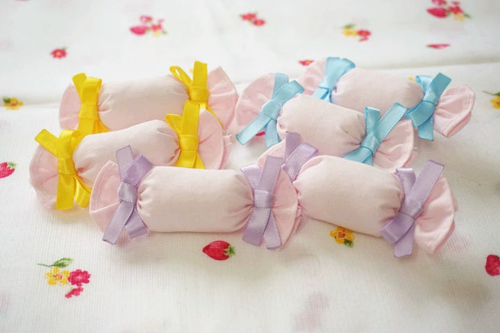 Cat Tea Party~Sweet Lolita Candy Hair Clip Butterfly Bow Brooch Pink Candy + Blue Bow - One piece  
