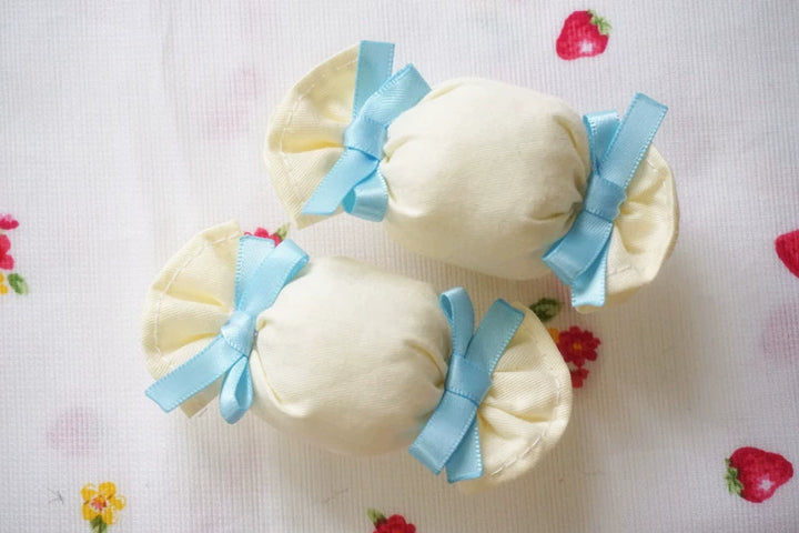 Cat Tea Party~Sweet Lolita Candy Hair Clip Butterfly Bow Brooch Yellow Candy + Blue Bow - One piece  