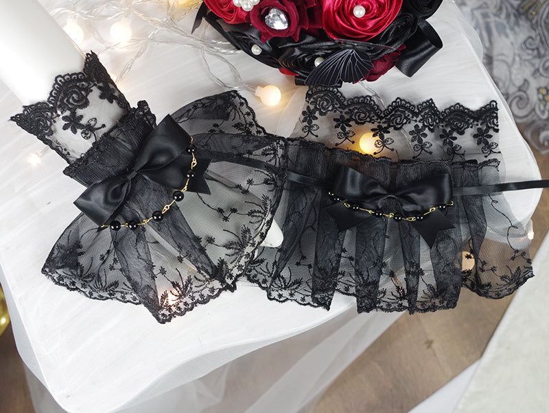 (Buyforme)Fairy Tales~Fate Quartet Bridal Lolita Gothic Accessories Blouse black free size cuffs
