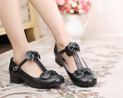 Sosic~Moe OO~Sweet Lolita Bow Latin Lace Shoes black color 33 