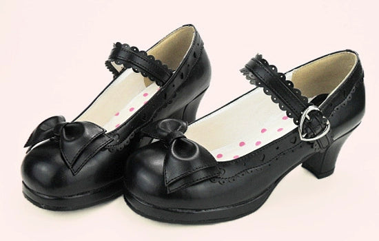 Sosic~Sweet Lolita Heel Shoes Butterfly Bow Shoes   