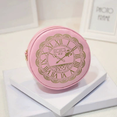 Kira - Alice Clock - Kawaii Lolita Shoulder Bag Round Lolita Crossbody Bag Pink