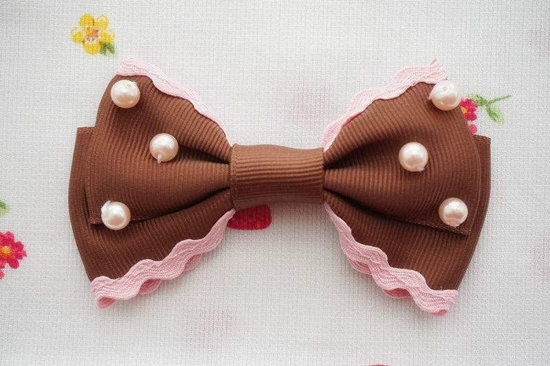 Cat Tea Party~Sweet Lolita Pearl Hair Clip Ice Cream Color Side Clip Chocolate  