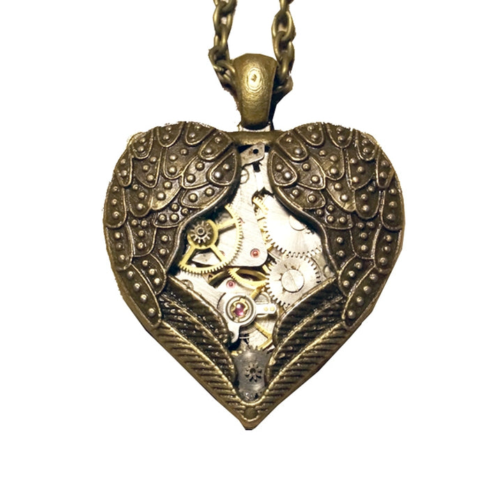 Mr. Yi's Steam Steam Continent~Punk Lolita Necklace Bronze Gear Heart Pendant Necklace   