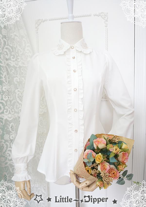 Little Dipper~Rose~Elegant Lolita Doll Collar Blouse S white (ammonia stretch yarn) 