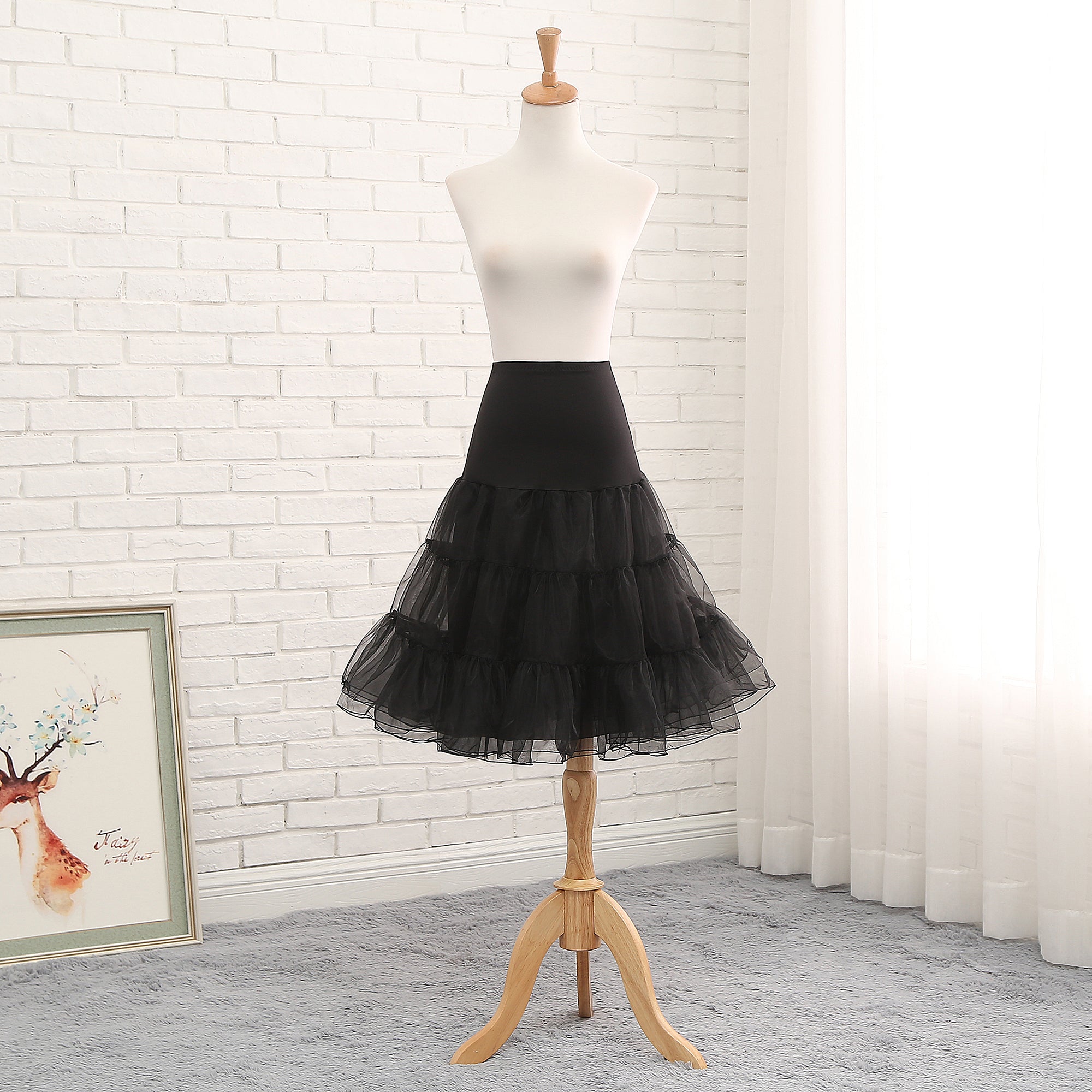 Manyiluo - Cosplay Medium-length Boneless Lolita Petticoat black