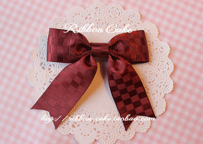 Ribbon Cake~Retro Lolita Bow Hair Clips Multicolors a burgundy hair clip  