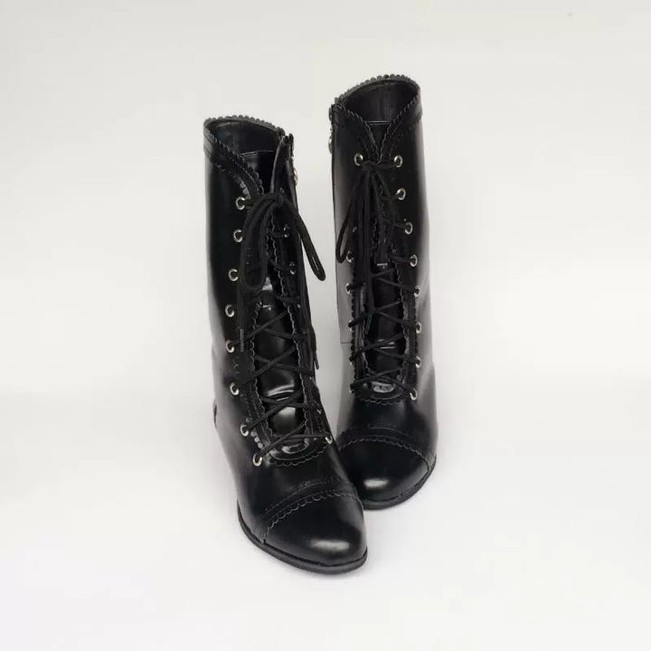 Antaina~Elegant Lolita Heel Boots Kawaii Shoes 33 Black mirror - low heel 2.5cm 