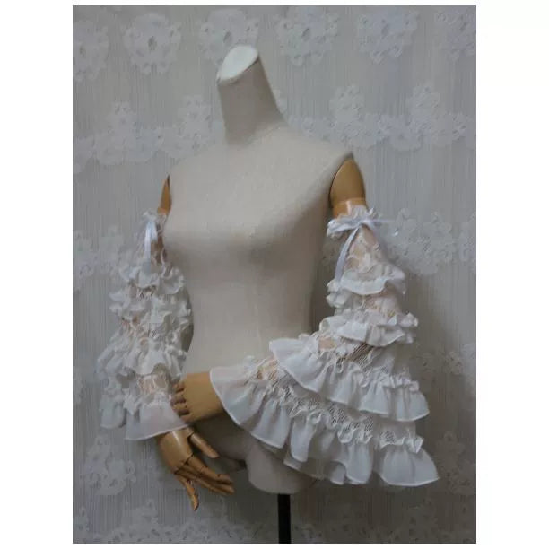 Yami - Elegant Lolita Hime Sleeves Ruffled Chiffon Sleeves