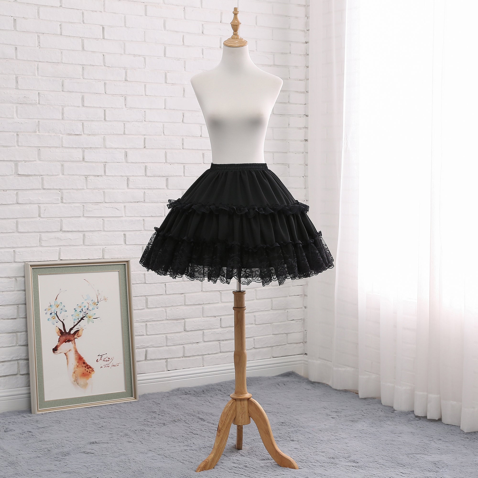 Manyiluo - Elegant Lolita Adjustable Fishbone Pannier Black