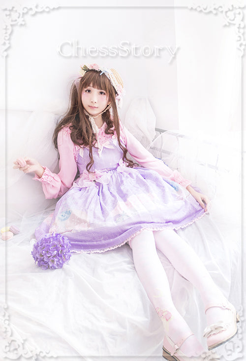 Chess Story~Peach blossom And Snow~Sweet Lolita JSK Dress   