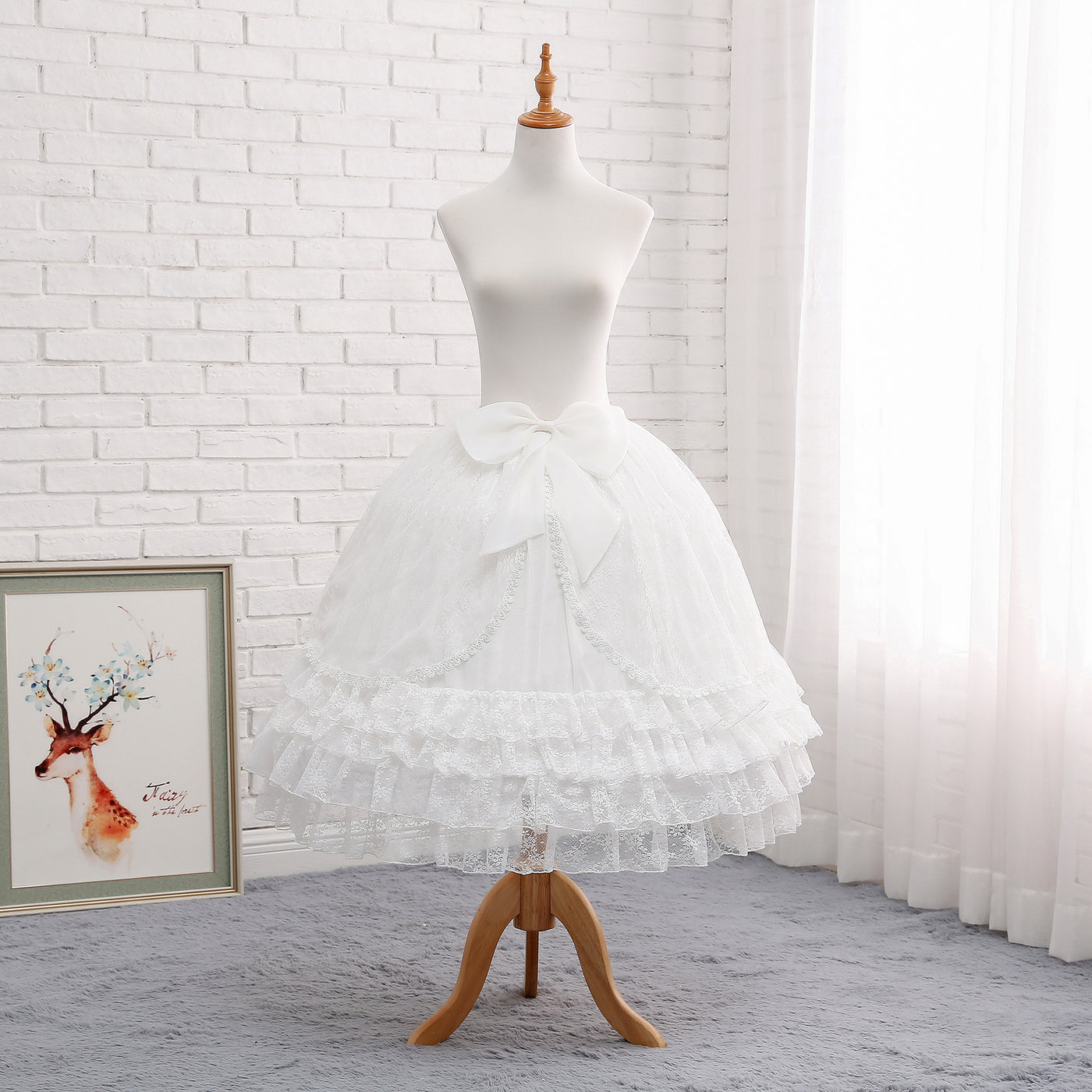 Manyiluo~Snow Love Wedding~Elegant Lolita A-line Wedding Adjustable Extension Bustle white  