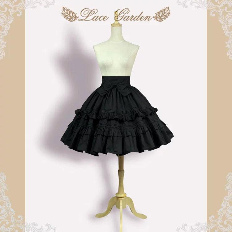 Retro Lolita Princess Winter Shirt Black Short Skirt S