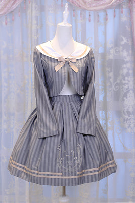 Chess Story~Preppy Style Violin Embroidery Lolita Suit S gray 