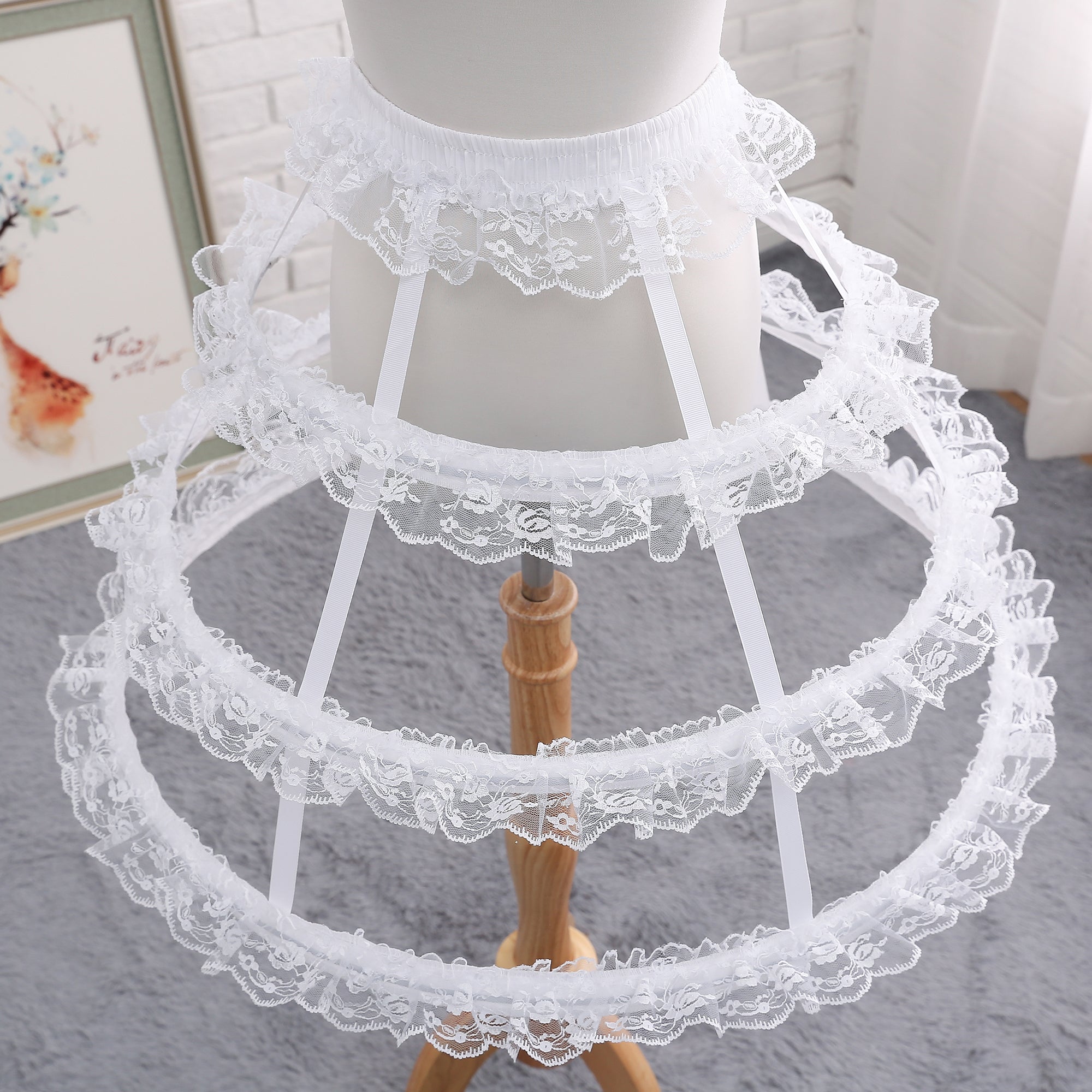 Manyiluo - Daily Lolita Hollow-out Petticoat Fish-bone Adjustable white