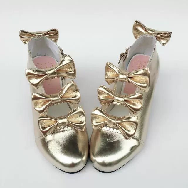 Antaina - Sweet Lolita Shoes High-Top Shoes Customized Heel Height Champagne Gold 32