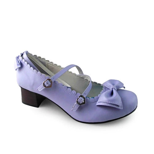 Antaina~Lolita Tea Party Heels Shoes Size 37-40 37定制不退可换码 Purple Matte [Heel Height 4.5 cm at back] 