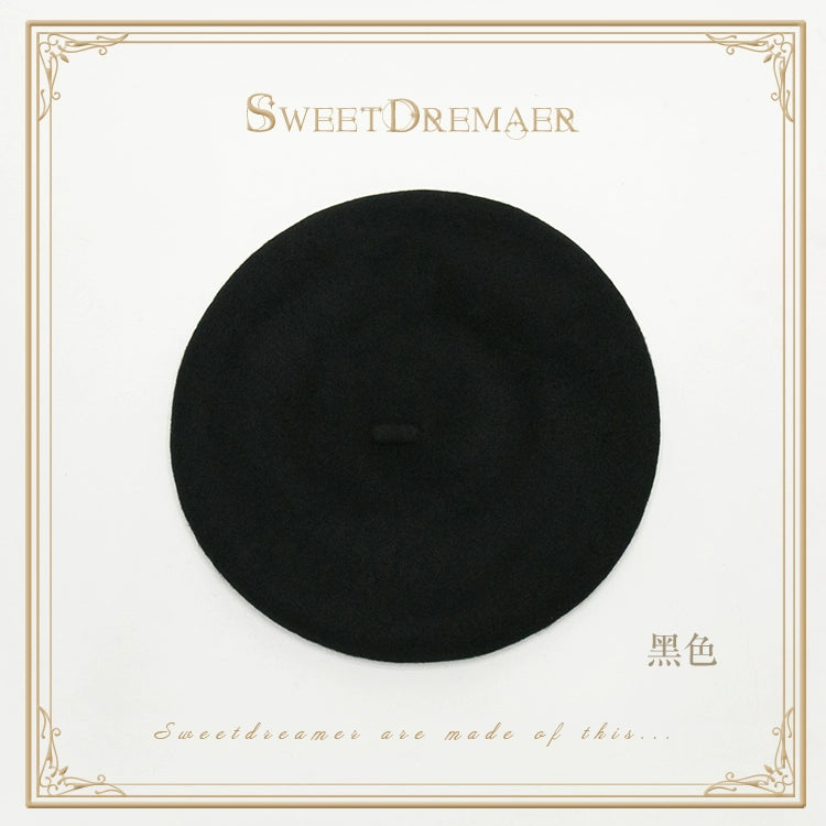 SweetDreamer~Vintage Lolita Hat 可调节 黑色 